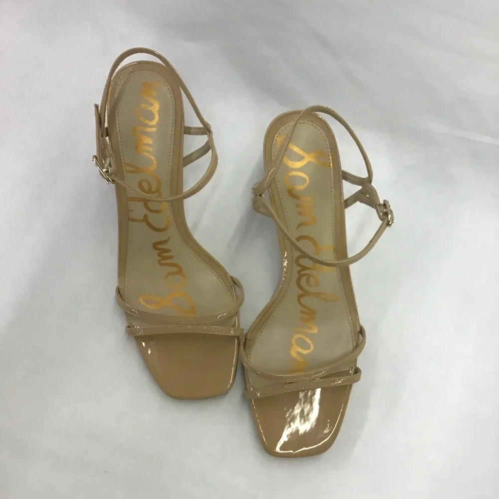 New Sam Edelman womens shiny nude heals with adjustable ankle strap size 7.5